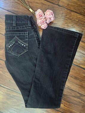 Ariat R.E.A.L. Riding Jeans Black Split Hem Western 10011684 25L